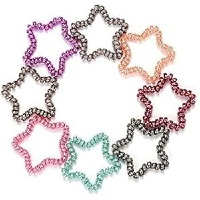 4 Pack Hair Elastics, No Crease Spiral Hair Ties Hair Bands Multi Color Waterproof Phone Cord Hair Scrunchies Hair Coils Accessories for Women Girls (Random Shape) - Image 3